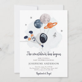 Weltraum Astronautin Kinderdusche Einladung