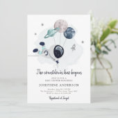 Weltraum Astronautin Kinderdusche Einladung (Stehend Vorderseite)