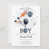 Weltraum Astronautin Kinderdusche Einladung (Vorderseite)