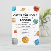 Weltraum - Aus diesem Kindergeburtstag der Welt Einladung (Stehend Vorderseite)