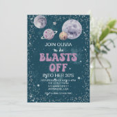 Weltraum aus dieser Welt zum Geburtstag Einladung (Stehend Vorderseite)