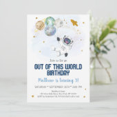 Weltraum aus dieser Welt zum Geburtstag Einladung (Stehend Vorderseite)