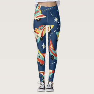 Weltraum-Autos: Vintage Dunkelblau. Leggings