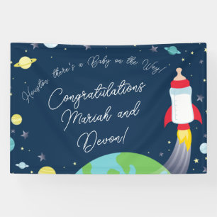 Weltraum-Babydusche Flasche Raumschiff Banner