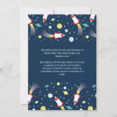 Weltraum-Babydusche Flasche Raumschiff Einladung (Rückseite)