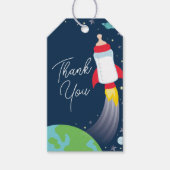 Weltraum-Babydusche Flasche Raumschiff Geschenkanhänger (Vorderseite)