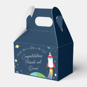 Weltraum-Babydusche Flasche Raumschiff Geschenkschachtel