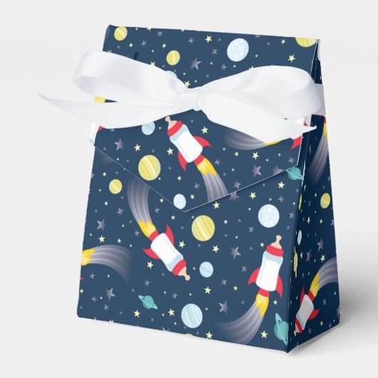 Weltraum-Babydusche Flasche Raumschiff Geschenkschachtel (Vorderseite)