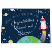 Weltraum-Babydusche Flasche Raumschiff Große Geschenktüte (Vorderseite)