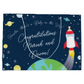 Weltraum-Babydusche Flasche Raumschiff Große Geschenktüte (Rückseite)