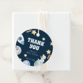 Weltraum-Babydusche Rundkleber Geschenkanhänger (Beispiel)