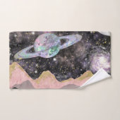 Weltraum Berge Gold Sternenhimmel Galaxy Planets Badhandtuch Set (Handtuch)