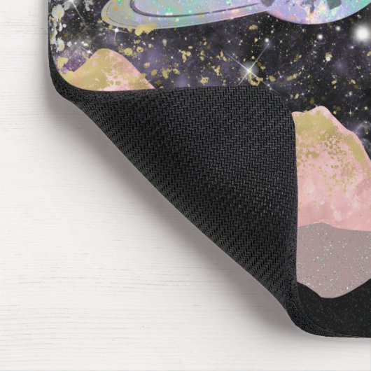 Weltraum Berge Gold Sternenhimmel Galaxy Planets Mousepad (Ecke)