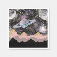 Weltraum Berge Gold Sternenhimmel Galaxy Planets