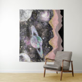 Weltraum Berge Gold Sternenhimmel Galaxy Planets Wandteppich (Beispiel)