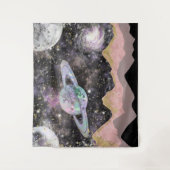 Weltraum Berge Gold Sternenhimmel Galaxy Planets Wandteppich (Vorderseite)