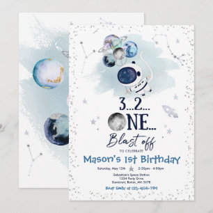 Weltraum-Birthday Party Planet Astronaut Rocket Einladung