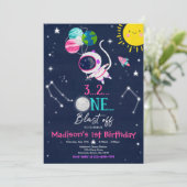 Weltraum-Birthday Party Planet Astronaut Rocket Einladung (Stehend Vorderseite)