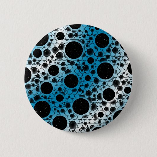 Weltraum-Blasen - Weiß/Himmel Blau Button (Vorderseite)