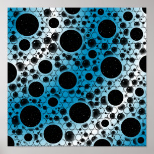 Weltraum-Blasen - Weiß/Himmel Blau Poster