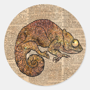 Weltraum Chamäleon Zentagle Wörterbuch Kunst Runder Aufkleber