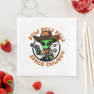 Weltraum-Cowboy Lustiger Außerirdischer Serviette