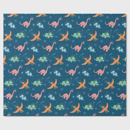 Weltraum Dinosaurier Weihnachtsfeiertag Geschenkpapier (Flach)
