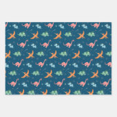 Weltraum Dinosaurier Weihnachtsfeiertag Geschenkpapier Set (Vorderseite)