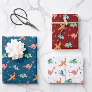 Weltraum Dinosaurier Weihnachtsfeiertag Geschenkpapier Set