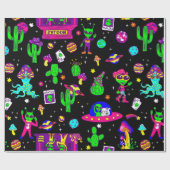 Weltraum-Disco-Alien-UFO-Cosmic-Saloon Geschenkpapier (Flach)