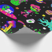 Weltraum-Disco-Alien-UFO-Cosmic-Saloon Geschenkpapier (Ecke)