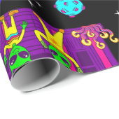 Weltraum-Disco-Alien-UFO-Cosmic-Saloon Geschenkpapier (Rolleneckpunkt)