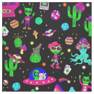 Weltraum Disco Alien UFO kosmischer Saloon Stoff