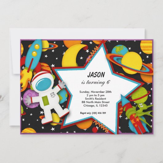 Weltraum Einladung (Vorderseite)