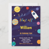 Weltraum-Einladung für die weiße Rakete Einladung (Vorderseite)