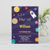 Weltraum-Einladung für die weiße Rakete Einladung (Stehend Vorderseite)