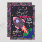 Weltraum - Einladung für Mädchen (Vorne/Hinten)