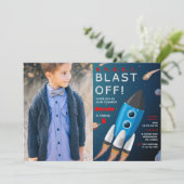 Weltraum Einladung zum Foto am Geburtstag (Stehend Vorderseite)