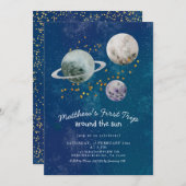 Weltraum Einladung zum Geburtstag (Vorne/Hinten)