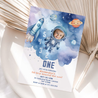 Weltraum Erste Reise durch das sonnige Astronaut-F Einladung