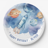 Weltraum Erste Reise um den Sonnenkuchen Geburtsta Pappteller (Vorderseite)