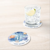 Weltraum Erste Reise um den Sonnenkuchen Geburtsta Runder Pappuntersetzer (Vor Ort)