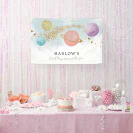 Weltraum Erste Reise um die Sonne Geburtstag Banner