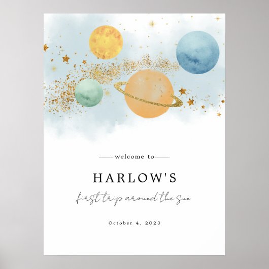 Weltraum Erste Reise um die Sonne Willkommen Zeich Poster (Vorne)