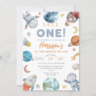 Weltraum Erste Reise um die Sonne zum Geburtstag Einladung