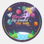 Weltraum Erste Reise um die Sun Girl Runder Aufkleber (Vorderseite)