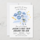 Weltraum Erster Geburtstag Einladung Galaxie Reise (Vorderseite)