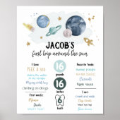 Weltraum Erster Geburtstag Meilenstein Unterwegs G Poster (Vorne)