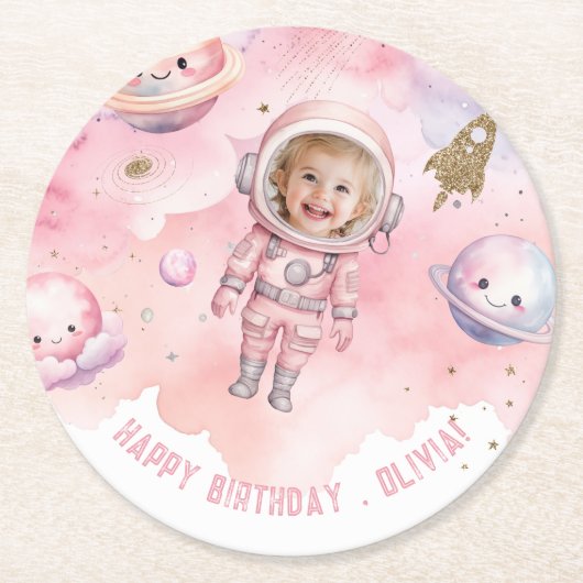 Weltraum Erster Rundgang durch die Sonne Geburtsta Runder Pappuntersetzer (Vorderseite)