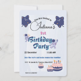 Weltraum Explorer Geburtstag - Astronauten und Ste Einladung